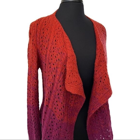Kerisma Dip Dye Ombre Open Knit Cardigan Sz M - Picture 2 of 10
